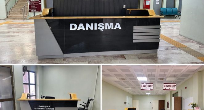 HASTANEDE ÖRNEK YENİLİK: DANIŞMA ALANI MODERN VE HİJYENİK HALE GETİRİLDİ
